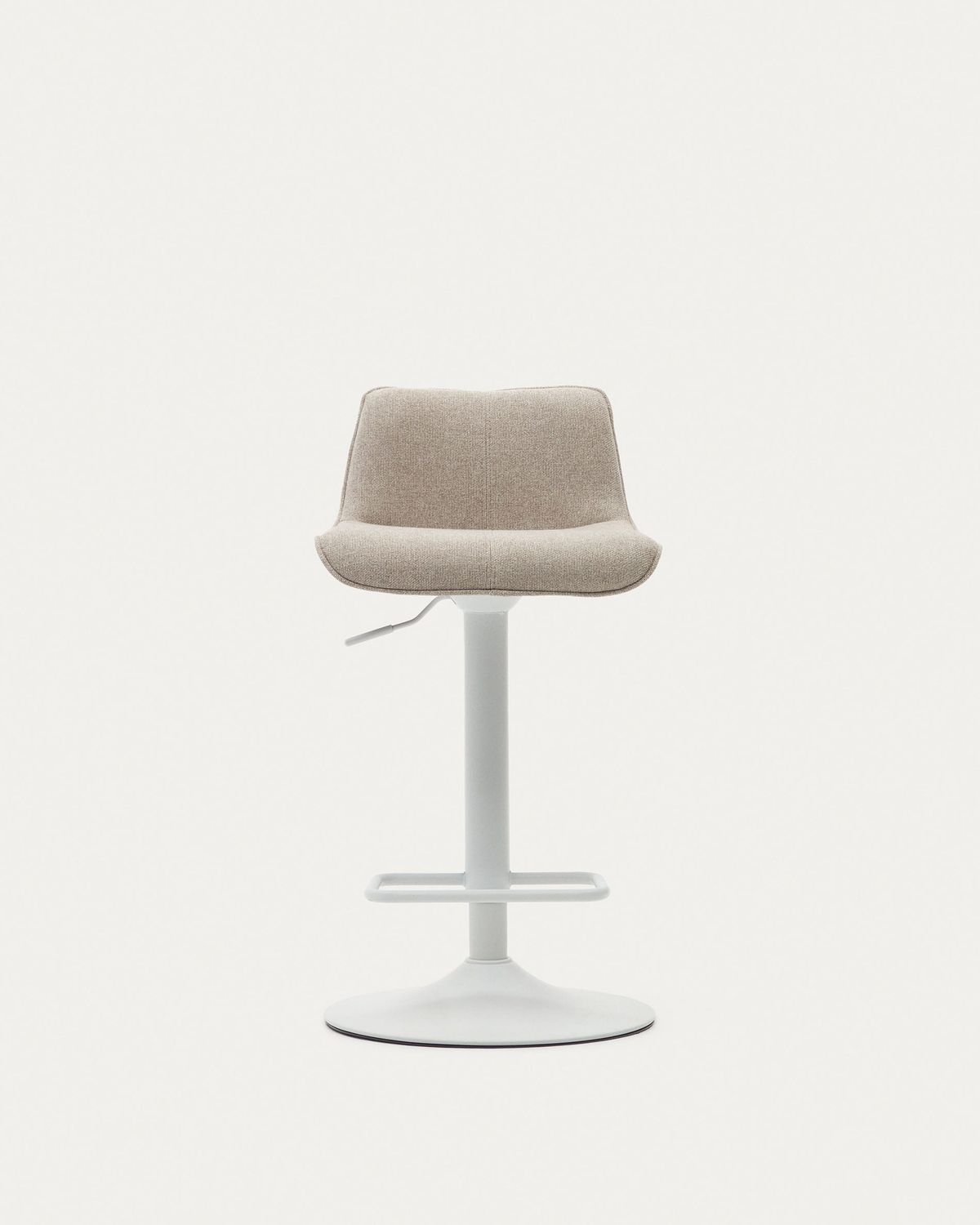 Taburete Zenda de chenilla beige y acero blanco mate 81-102 cm FSC 100%