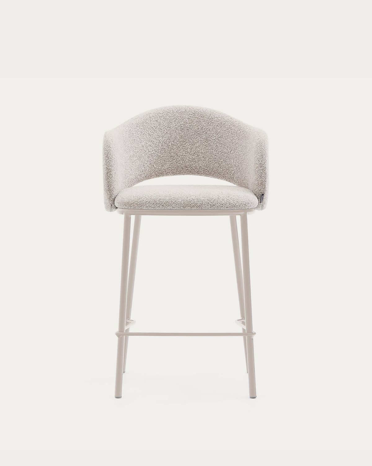 Taburete Maina chenilla gruesa beige y patas de acero acabado beige FSC Mix Credit 65 cm