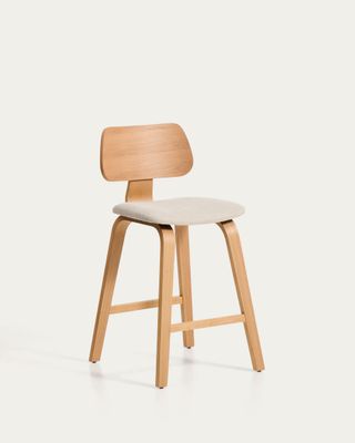 Taburete Gena de chapa de roble y chenilla beige 65cm Taburete Gena de chapa de roble y chenilla beige 65cm