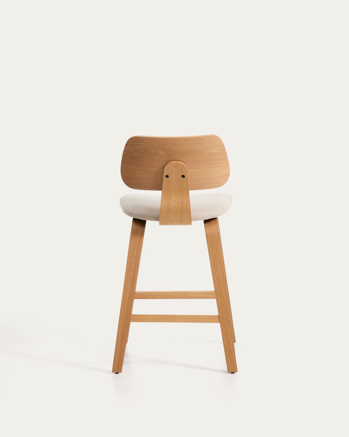 Taburete Gena de chapa de roble y chenilla beige 65cm
