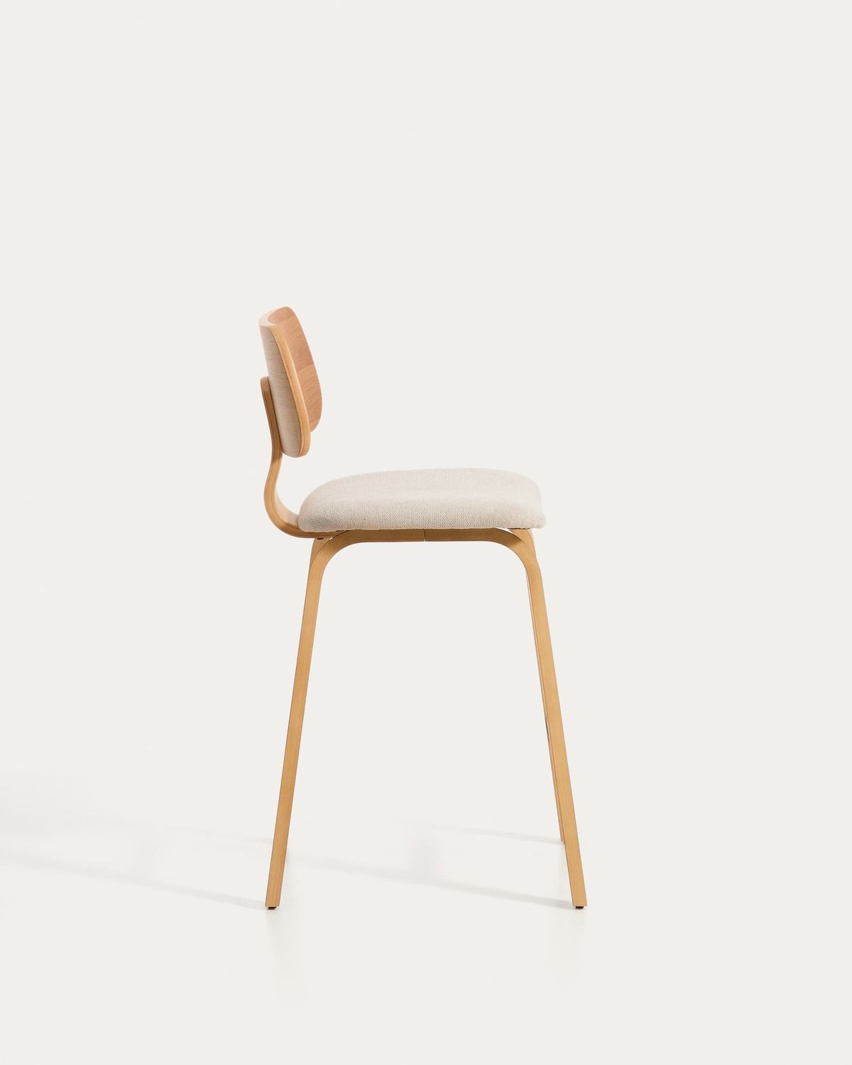Taburete Gena de chapa de roble y chenilla beige 65cm