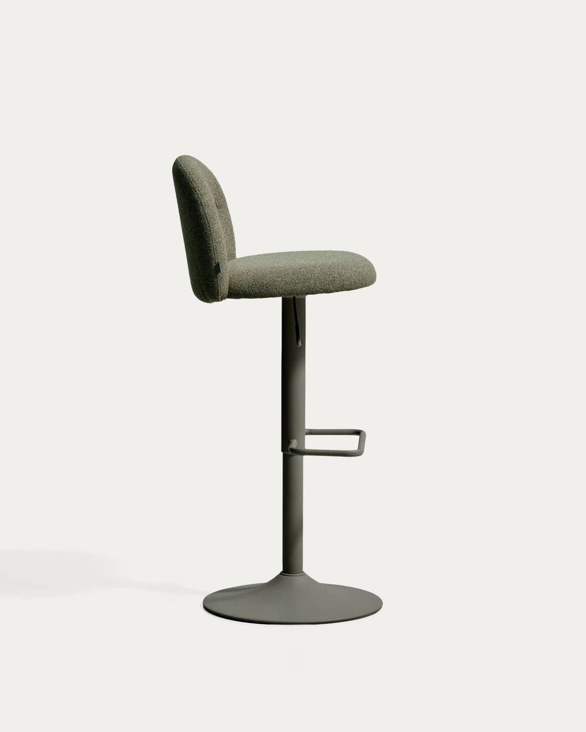 Taburete Arino de chenilla verde y patas de metal verde 65 cm FSC 100%