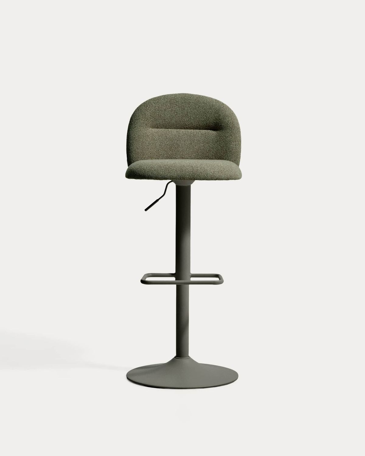 Taburete Arino de chenilla verde y patas de metal verde 65 cm FSC 100%