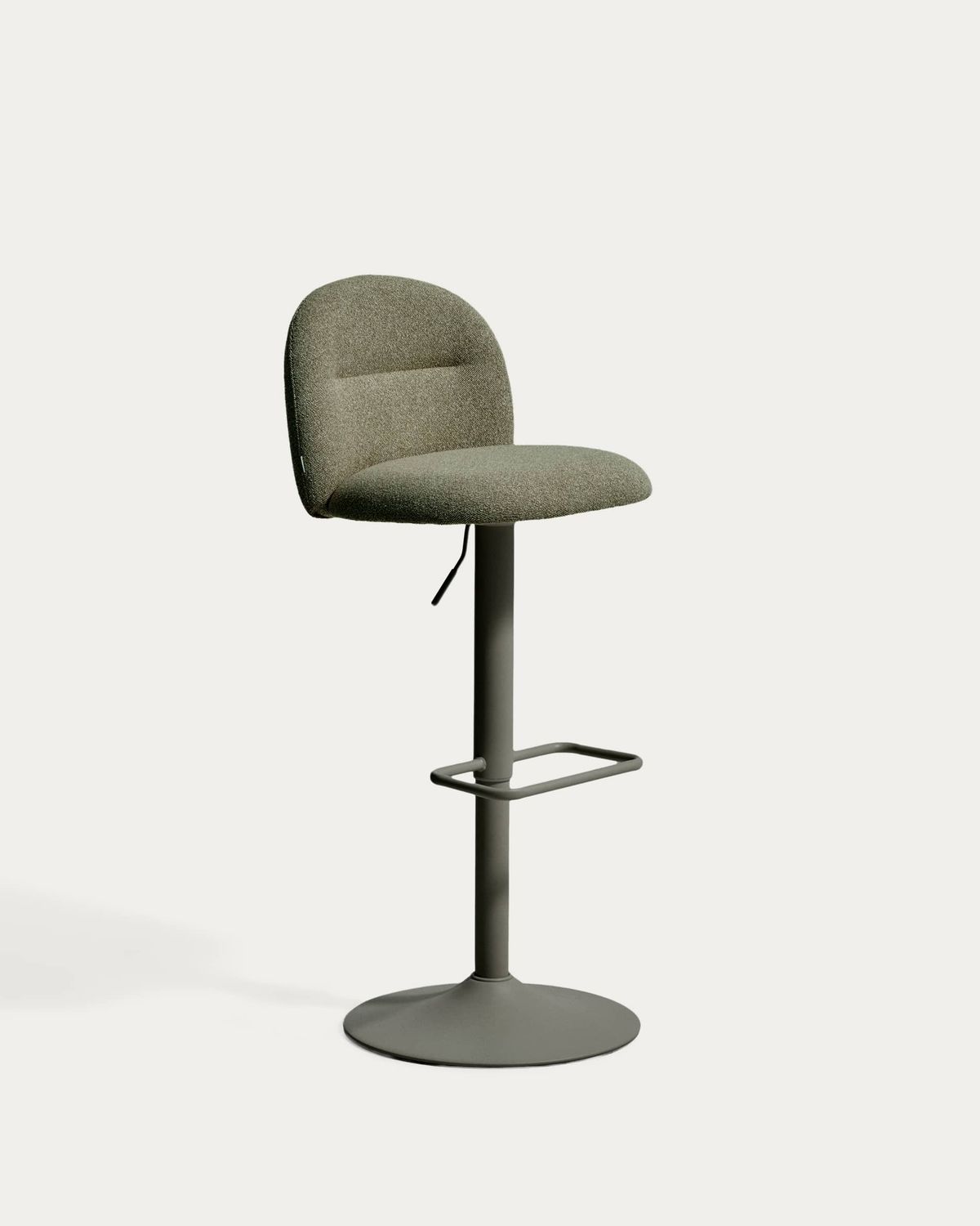 Taburete Arino de chenilla verde y patas de metal verde 65 cm FSC 100%
