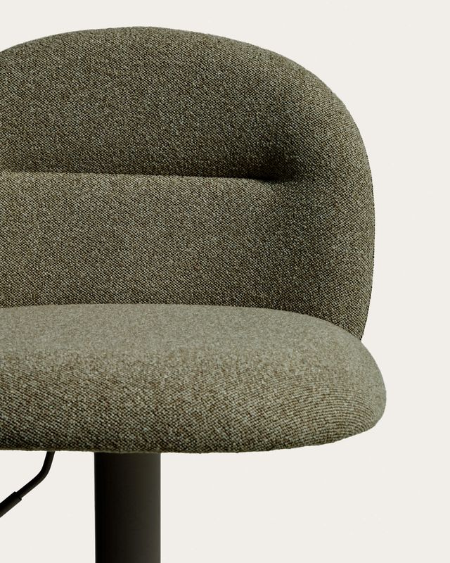 Taburete Arino de chenilla verde y patas de metal verde 65 cm FSC 100%
