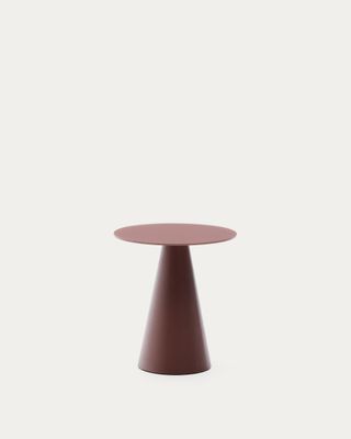 Mesa auxiliar Wilshire vidrio templado glaseado y acero acabado pintado terracota mate Ø50cm Mesa auxiliar Wilshire vidrio templado glaseado y acero acabado pintado terracota mate Ø50cm
