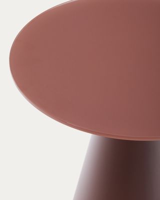 Mesa auxiliar Wilshire vidrio templado glaseado y acero acabado pintado terracota mate Ø50cm