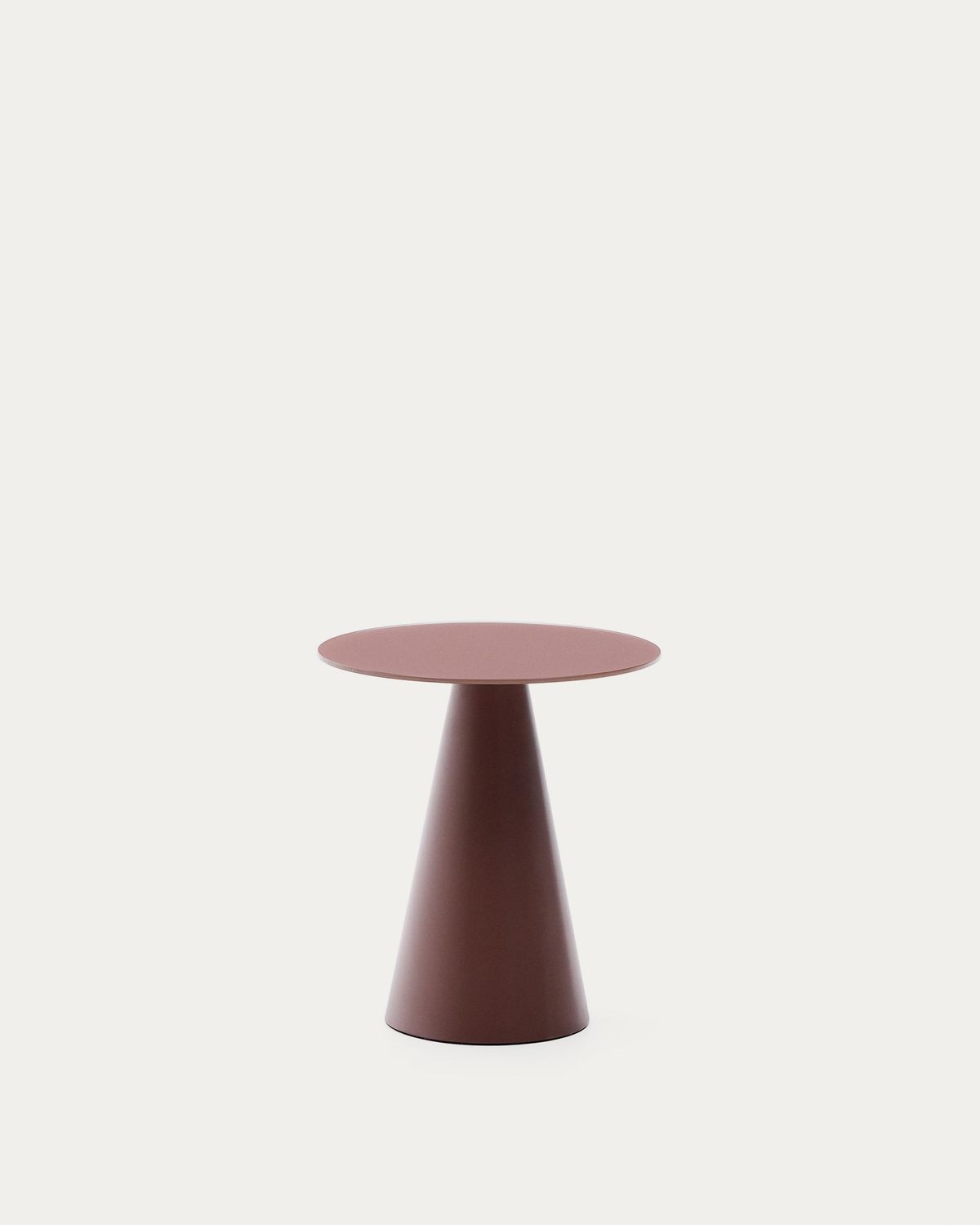 Mesa auxiliar Wilshire vidrio templado glaseado y acero acabado pintado terracota mate Ø50cm