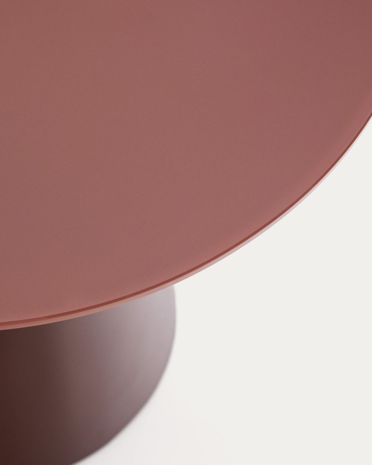 Mesa auxiliar Wilshire vidrio templado glaseado y acero acabado pintado terracota mate Ø50cm