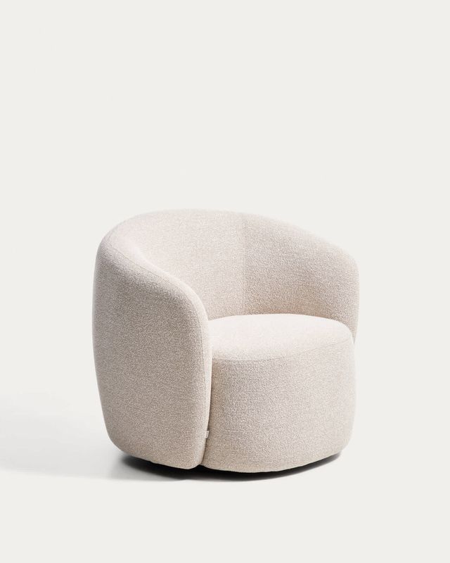 Butaca giratoria Odenia de micro bouclé beige