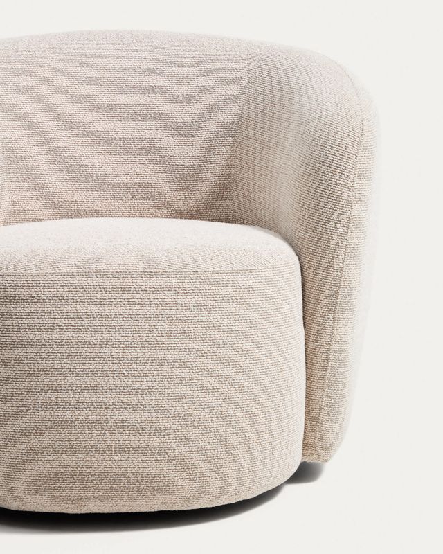 Butaca giratoria Odenia de micro bouclé beige