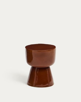 Mesa auxiliar exterior Mesquida de cerámica con acabado terracota glaseado Ø 36 cm