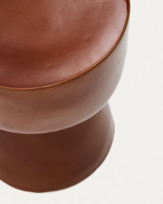 Mesa auxiliar exterior Mesquida de cerámica con acabado terracota glaseado Ø 36 cm
