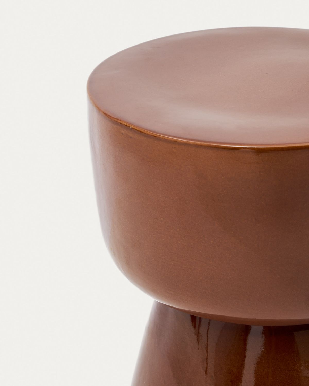 Mesa auxiliar exterior Mesquida de cerámica con acabado terracota glaseado Ø 36 cm