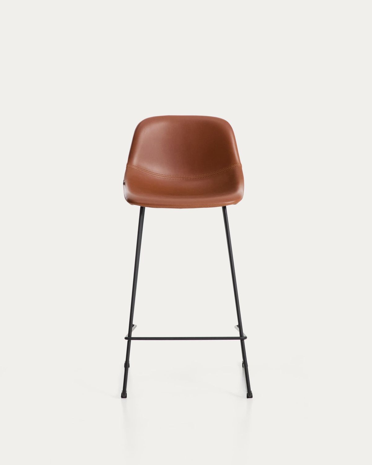 Taburete Zahara de poliuretano marrón y patas de acero con acabado negro 76 cm FSC 100%