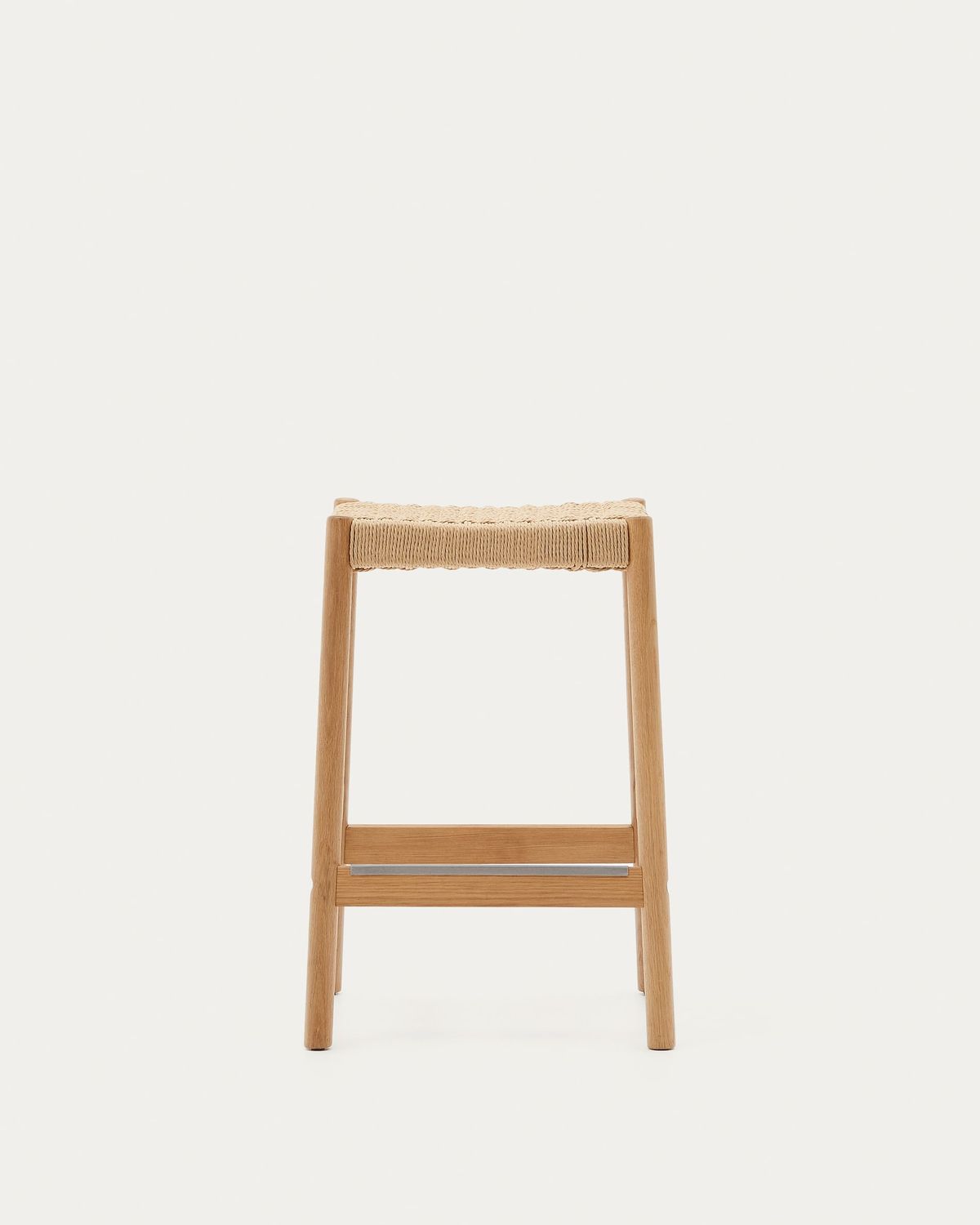 Taburete Yalia de madera maciza de roble con acabado natural y cuerda altura 65 cm FSC100%