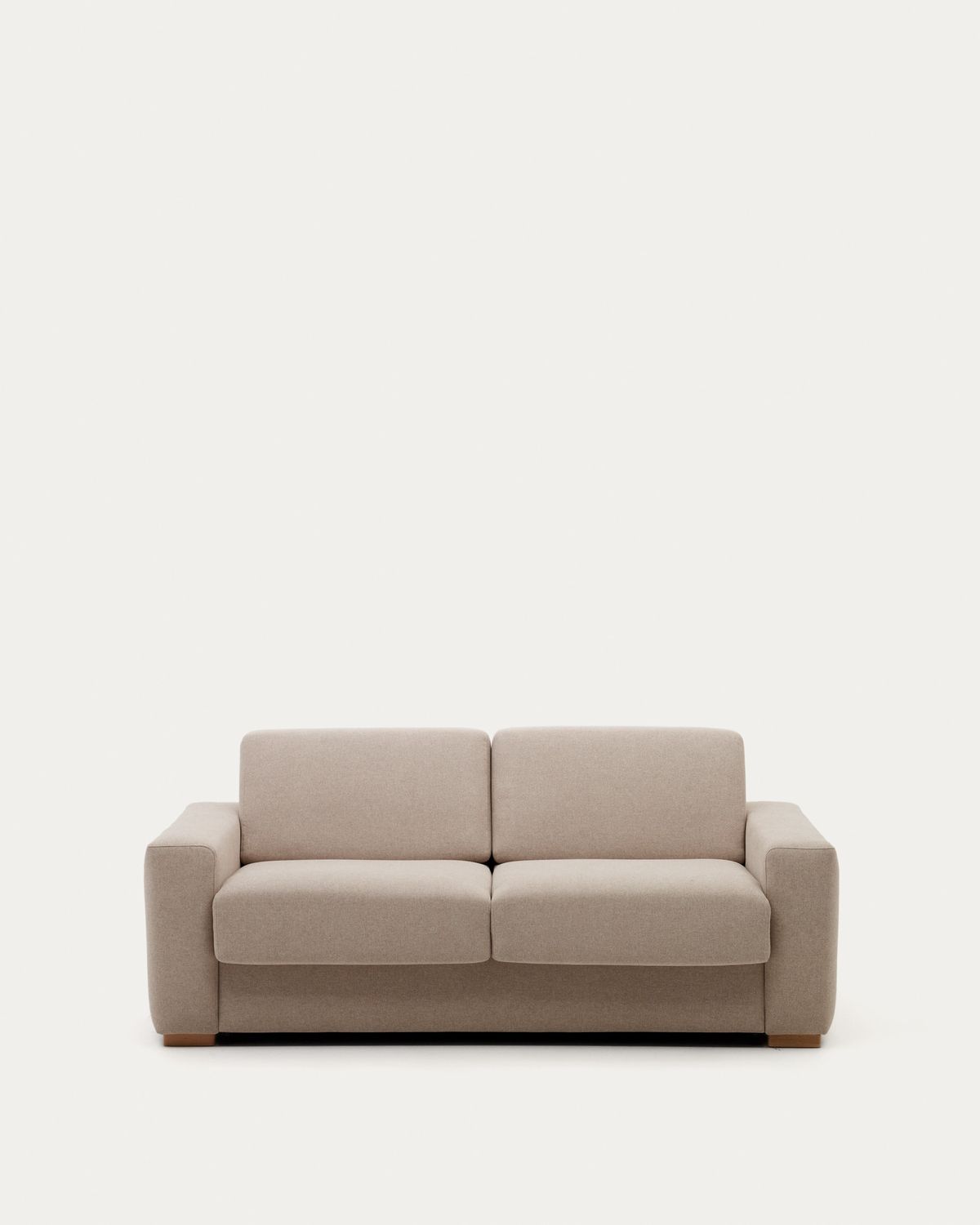 Sofá cama Anley 2 plazas beige y patas de madera maciza de haya 204 cm FSC Mix Credit