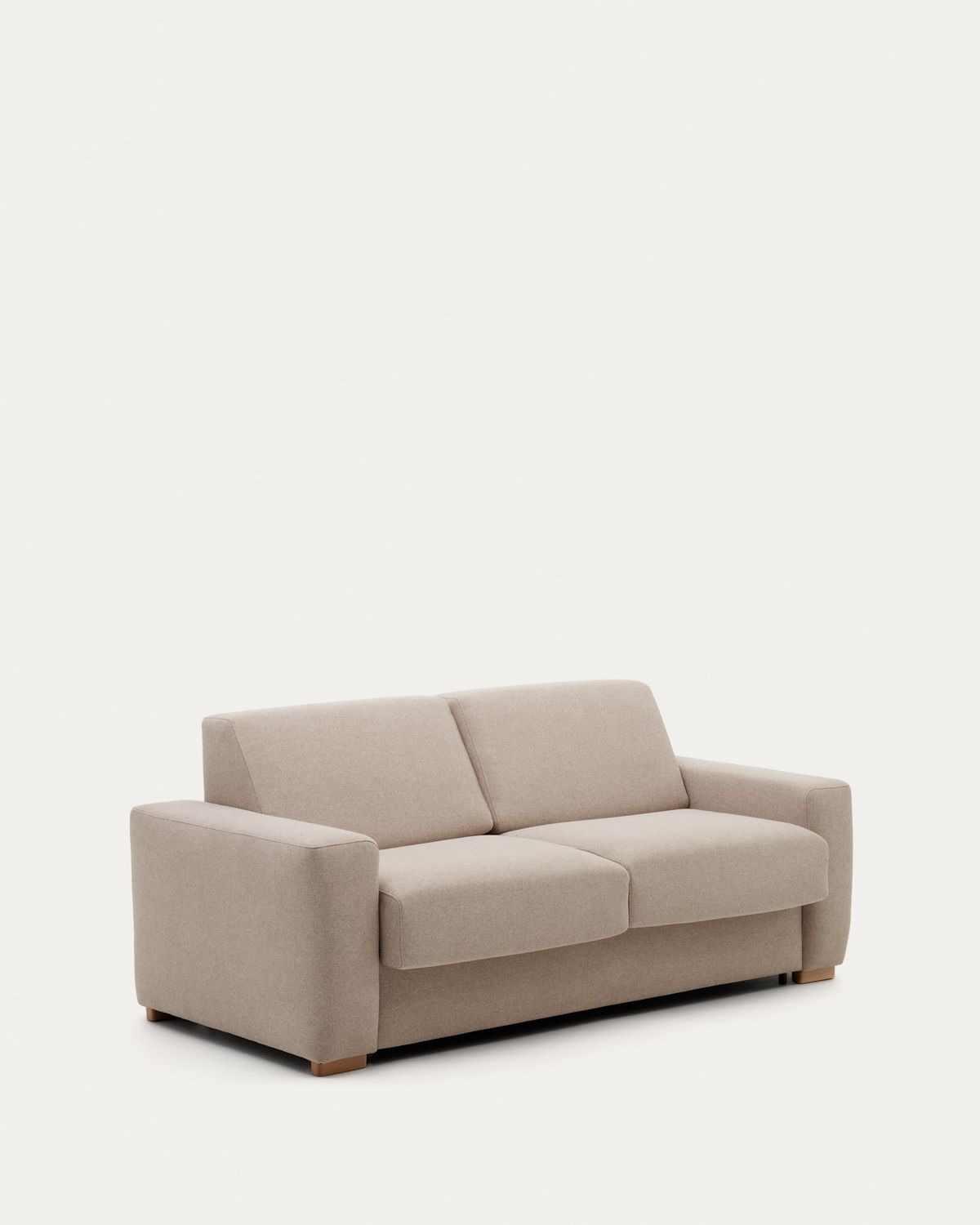 Sofá cama Anley 2 plazas beige y patas de madera maciza de haya 204 cm FSC Mix Credit