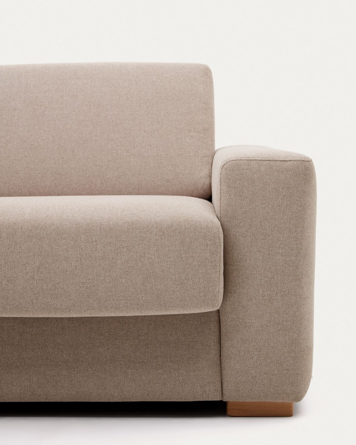 Sofá cama Anley 2 plazas beige y patas de madera maciza de haya 204 cm FSC Mix Credit