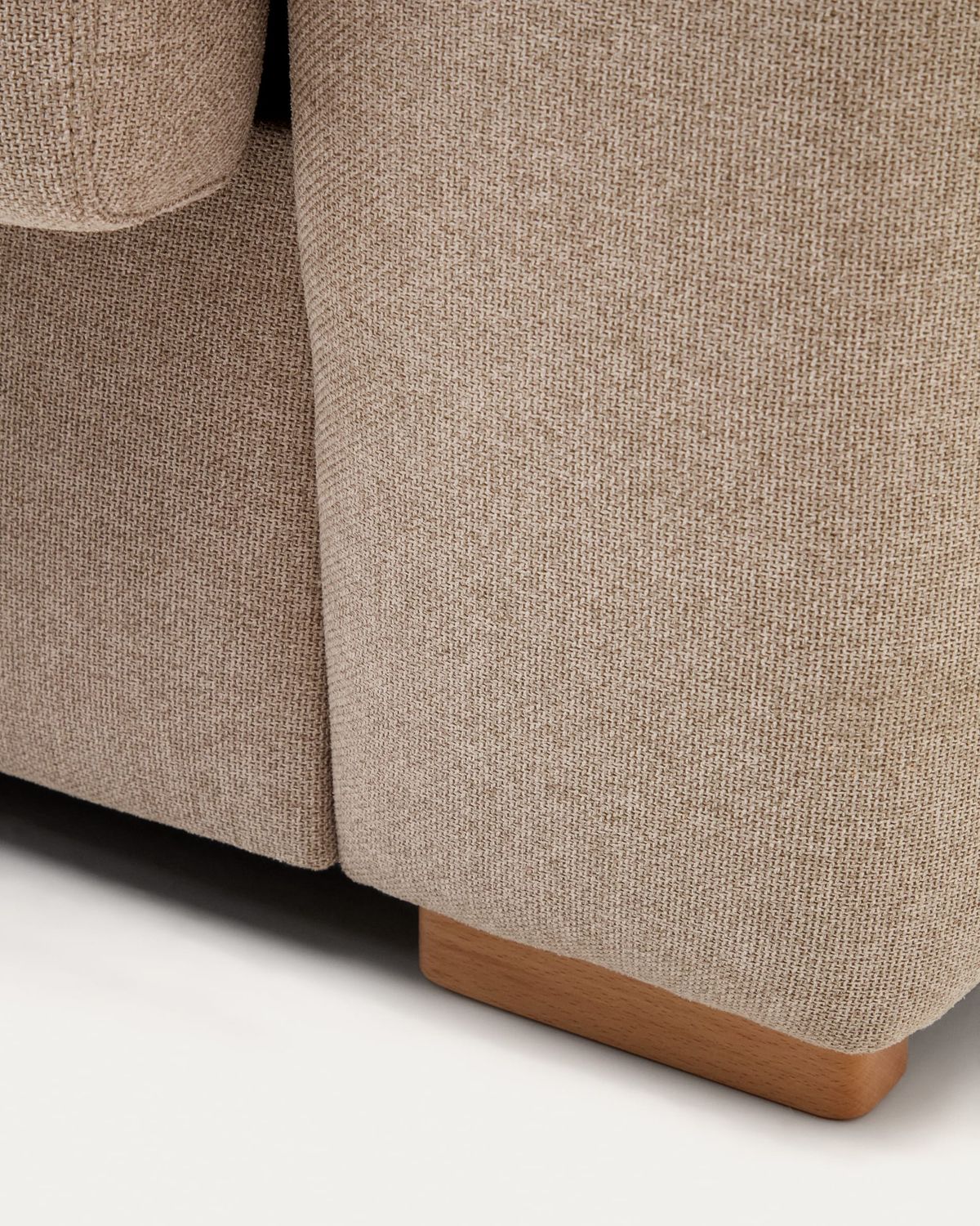 Sofá cama Anley 2 plazas beige y patas de madera maciza de haya 204 cm FSC Mix Credit