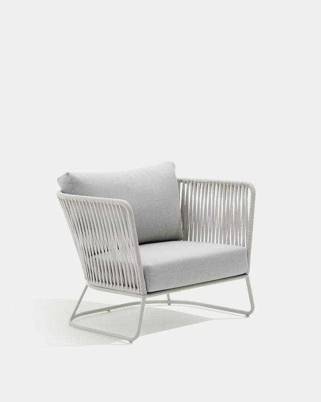Butaca de exterior Saconca de cuerda y acero galvanizado gris