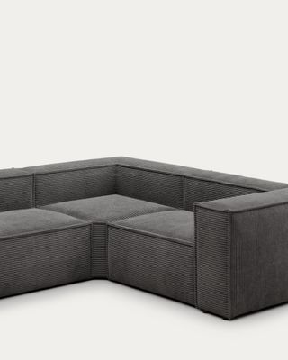 Sofá rinconero Blok 4 plazas de pana gruesa gris 320 x 230 cm / 230 x 320 cm FR
