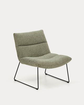 Butaca Asen de chenilla verde y patas de acero negro FSC 100%