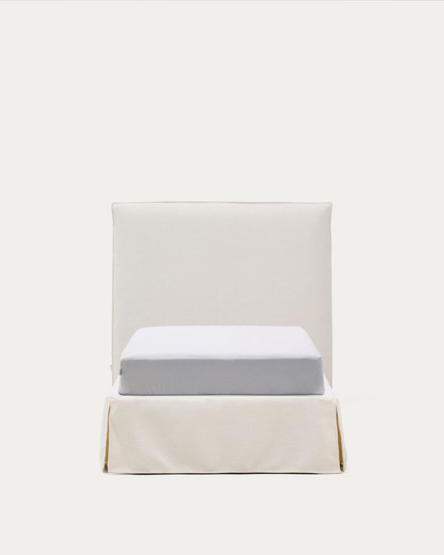 Cama desenfundable Jaira de chenilla blanco para colchón de 90x200cm FSC Mix Credit