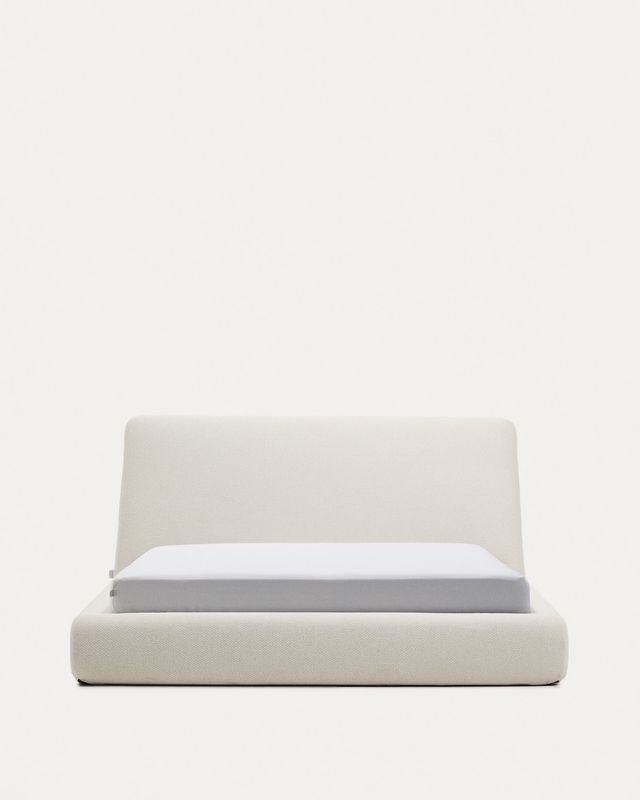 Cama desenfundable Martina de chenilla crudo para colchón de 160 x 200 cm