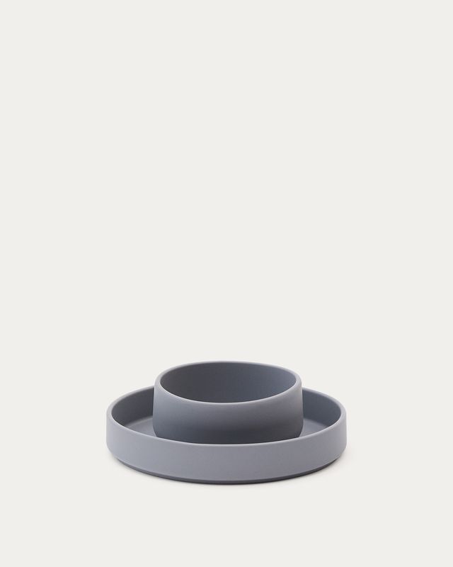 Set Lili de plato y bol de silicona azul