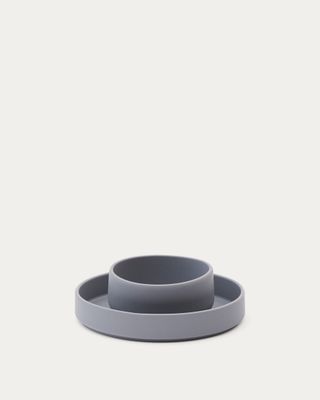 Set Lili de plato y bol de silicona azul