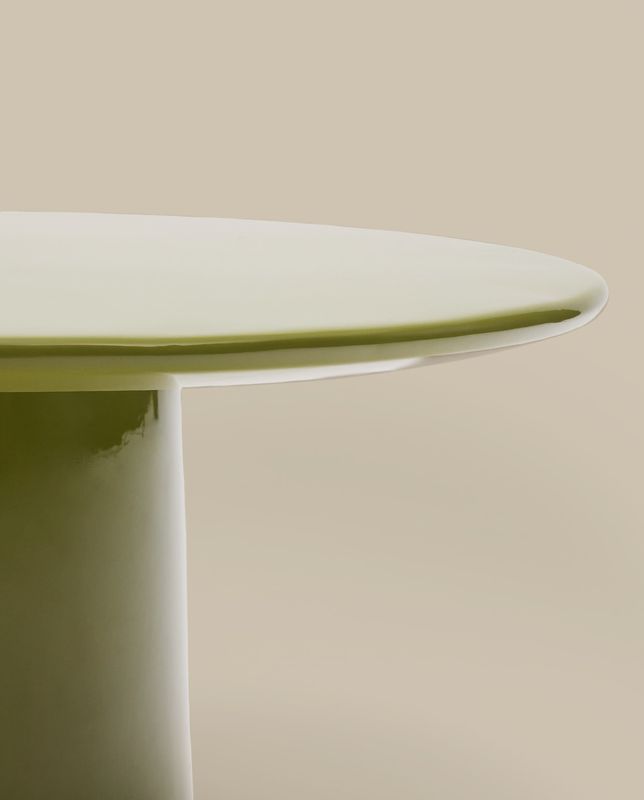 Mesa de centro Albanella de cemento con acabado verde brillante Ø85 cm