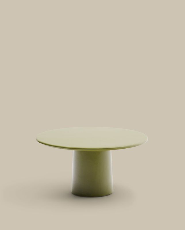 Mesa de centro Albanella de cemento con acabado verde brillante Ø85 cm