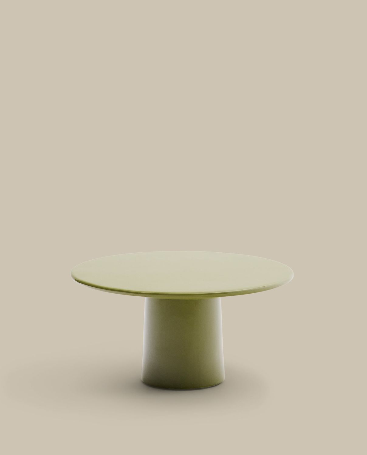 Mesa de centro Albanella de cemento con acabado verde brillante Ø85 cm