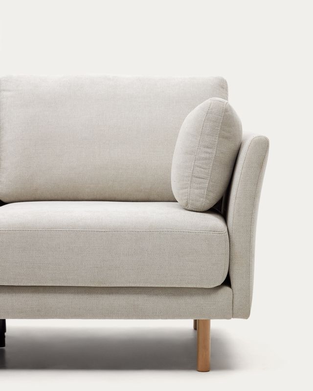 Sofá Gilma 3 plazas chenilla chaise longue derecho/izquierdo perla y patas natural 260 cm