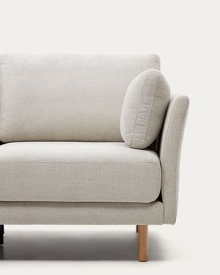 Sofá Gilma 3 plazas chenilla chaise longue derecho/izquierdo perla y patas natural 260 cm