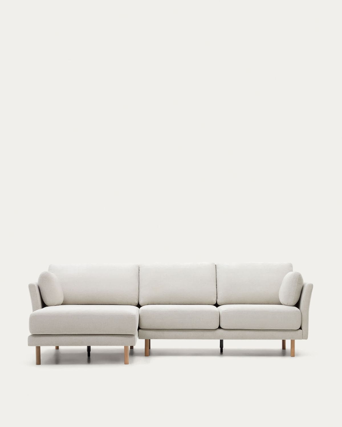 Sofá Gilma 3 plazas chenilla chaise longue derecho/izquierdo perla y patas natural 260 cm