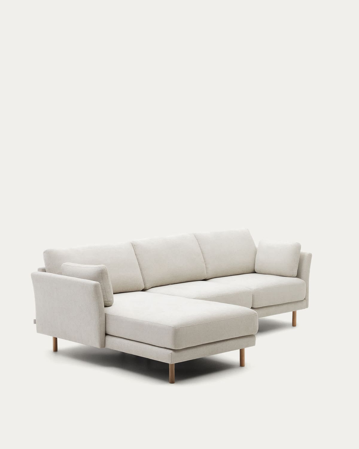 Sofá Gilma 3 plazas chenilla chaise longue derecho/izquierdo perla y patas natural 260 cm