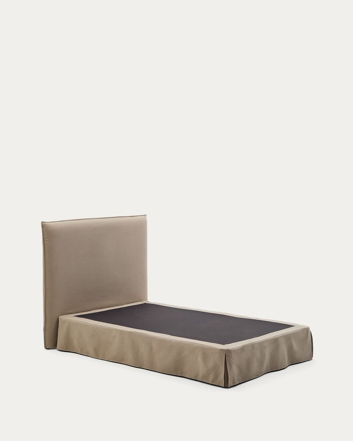 Cama desenfundable Jaira de lino y algodón topo para colchón de 90x200cm FSC Mix Credit