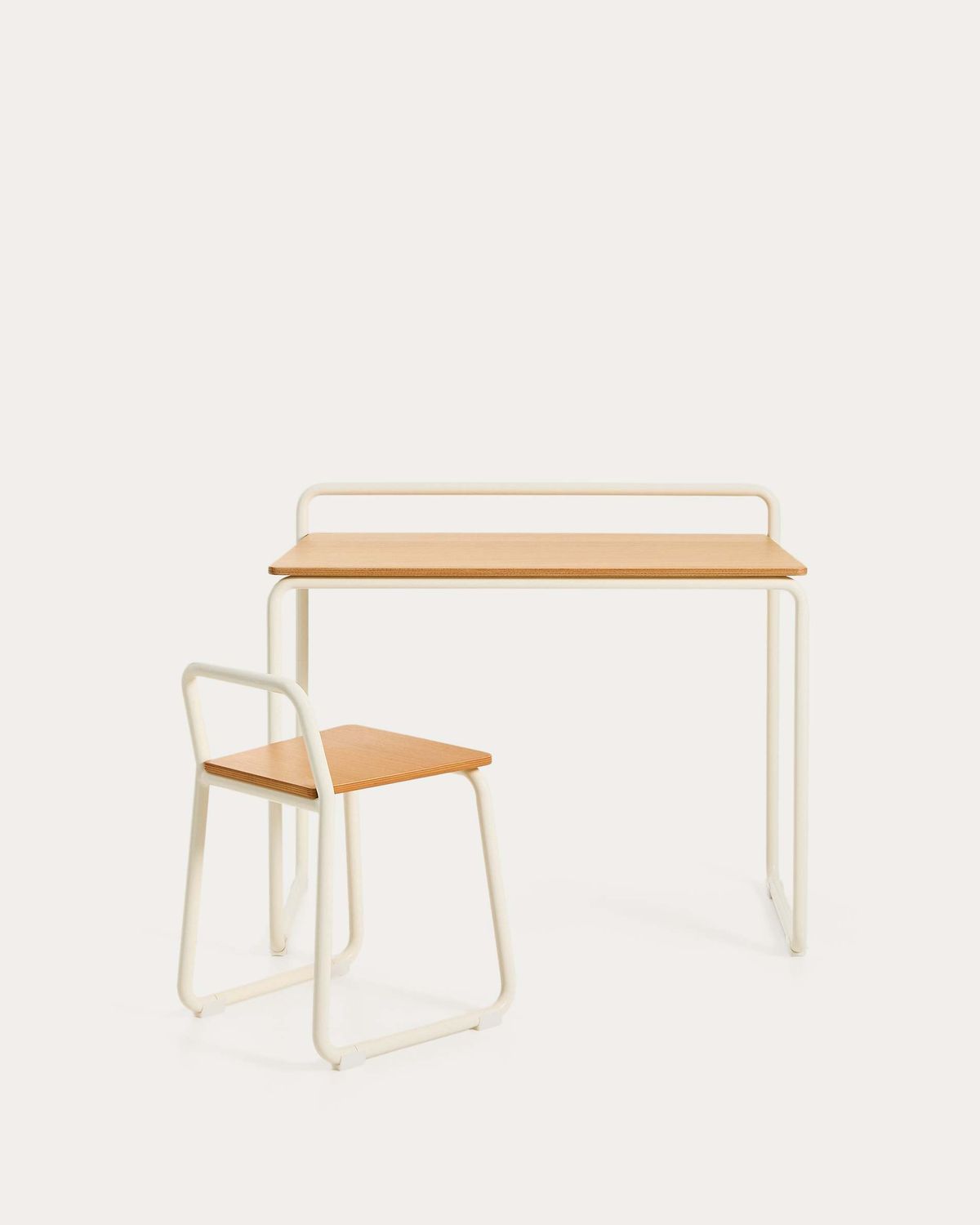 Escritorio Tinn de chapa de fresno y estructura de metal beige 82 x 45 cm