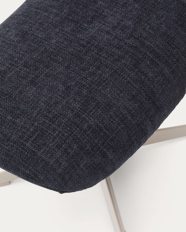Reposapiés giratorio Teryl de chenilla azul y metal con acabado gris FSC 100%