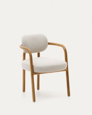 Silla Melqui beige de madera maciza de roble con acabado natural Silla Melqui beige de madera maciza de roble con acabado natural