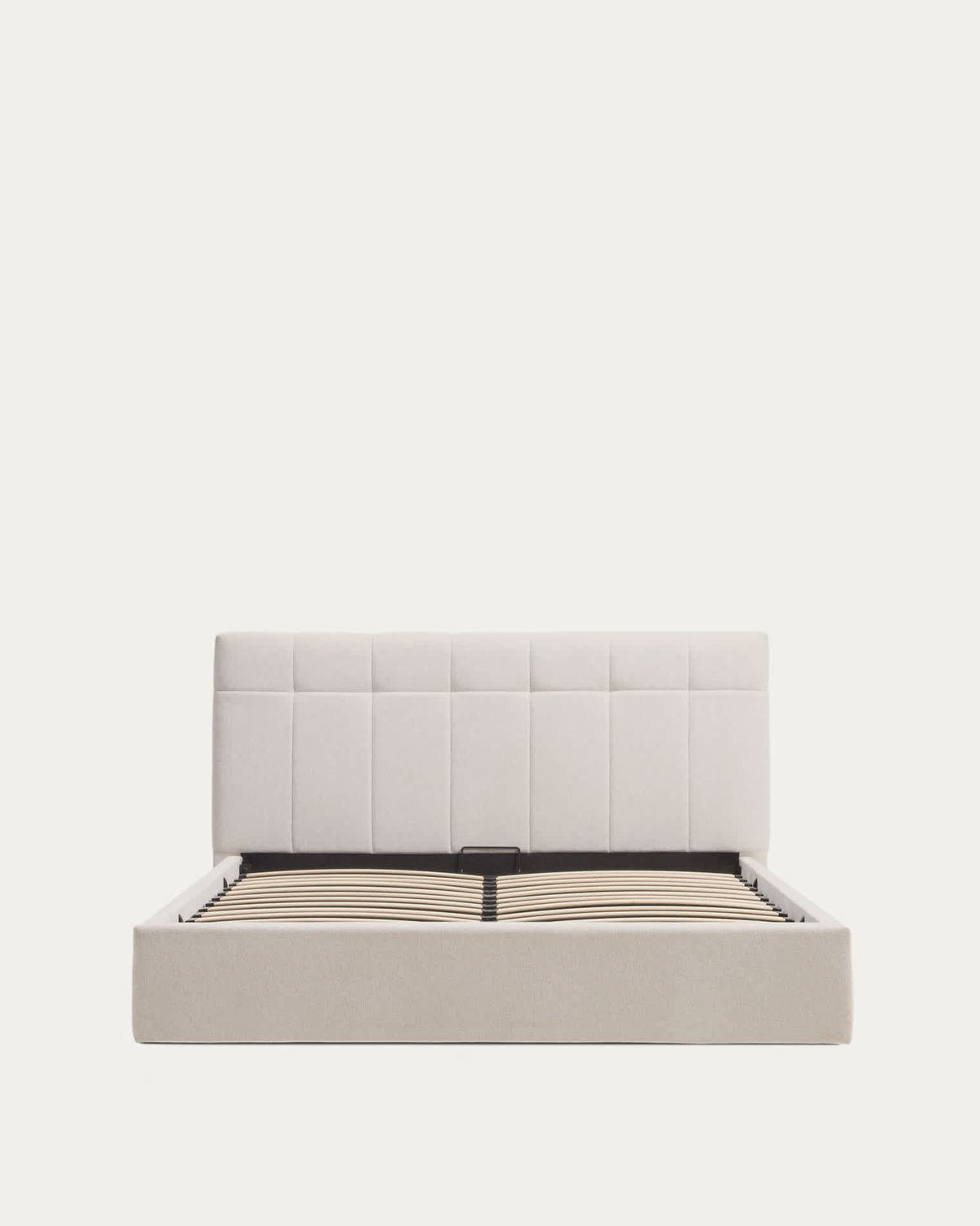 Cama con canapé abatible Darnela de chenilla crudo para colchón de 160 x 200 cm