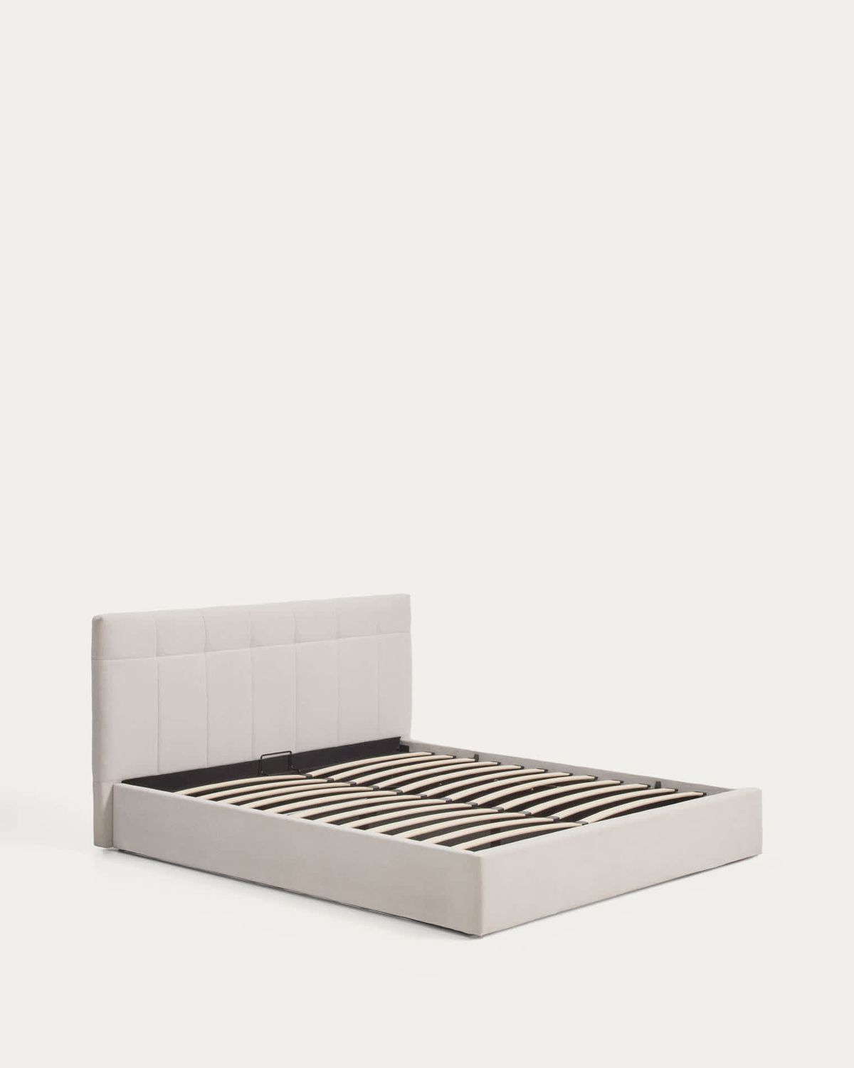 Cama con canapé abatible Darnela de chenilla crudo para colchón de 160 x 200 cm