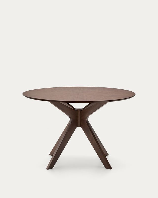 Mesa redonda Naanim de chapa de nogal Ø 120 cm
