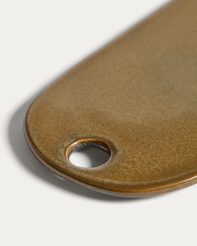 Tabla de servir Aderno de cerámica verde musgo 29 x 11,5 cm