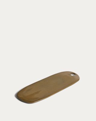 Tabla de servir Aderno de cerámica verde musgo 29 x 11,5 cm