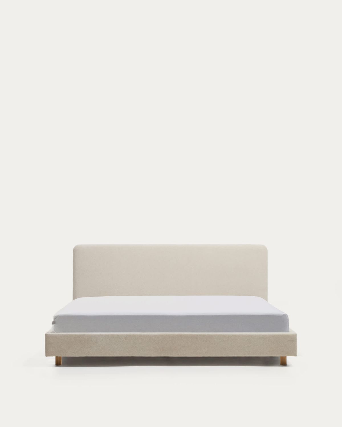 Cama Selven en chenilla beige para colchón de 160 x 200 cm FSC 100%