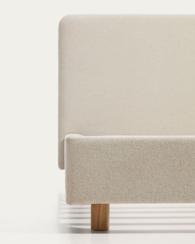 Cama Selven en chenilla beige para colchón de 160 x 200 cm FSC 100%