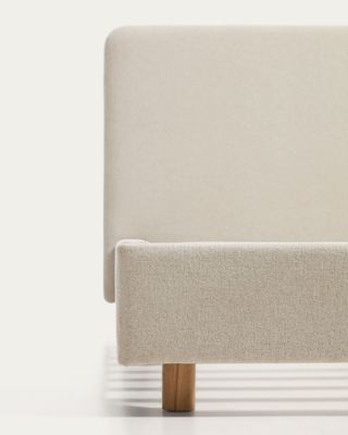 Cama Selven en chenilla beige para colchón de 160 x 200 cm FSC 100%